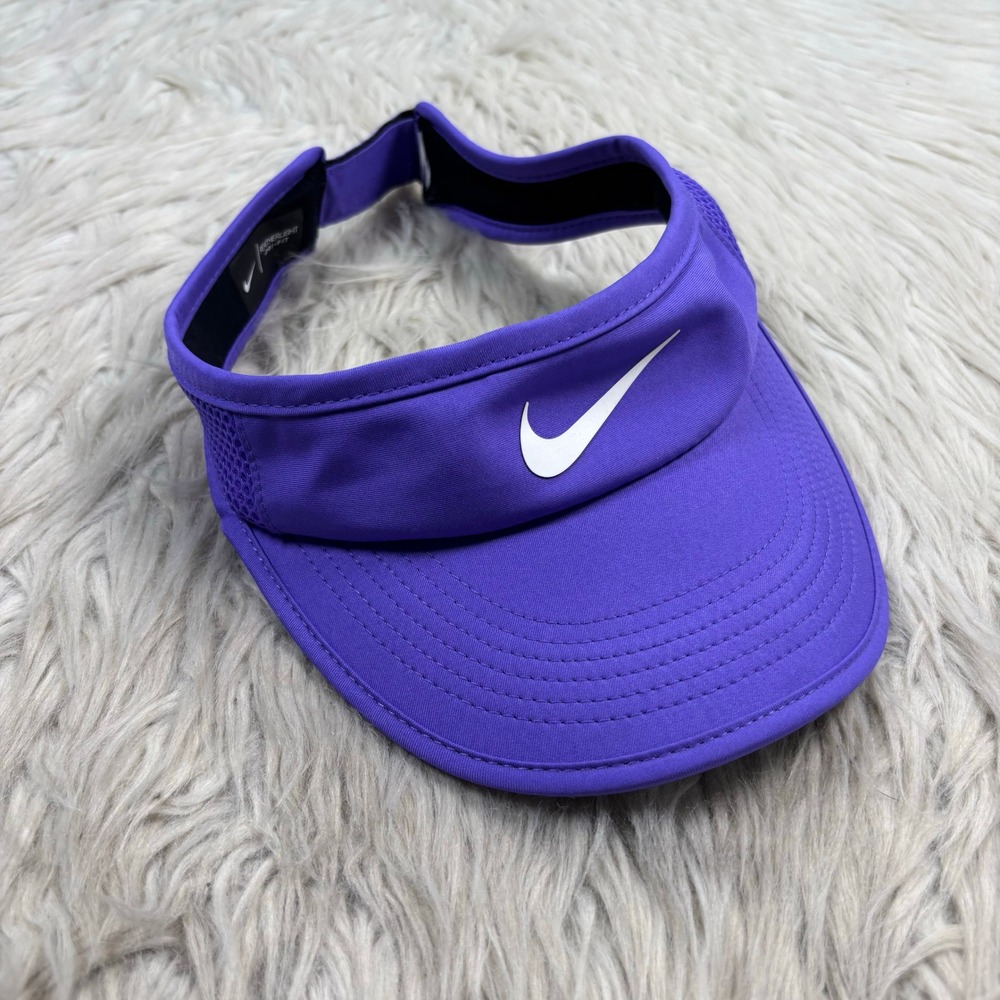 Nike Women's OS Adjustable Purple Featherlight Dri-Fit Visor Hat Pickleball Gym